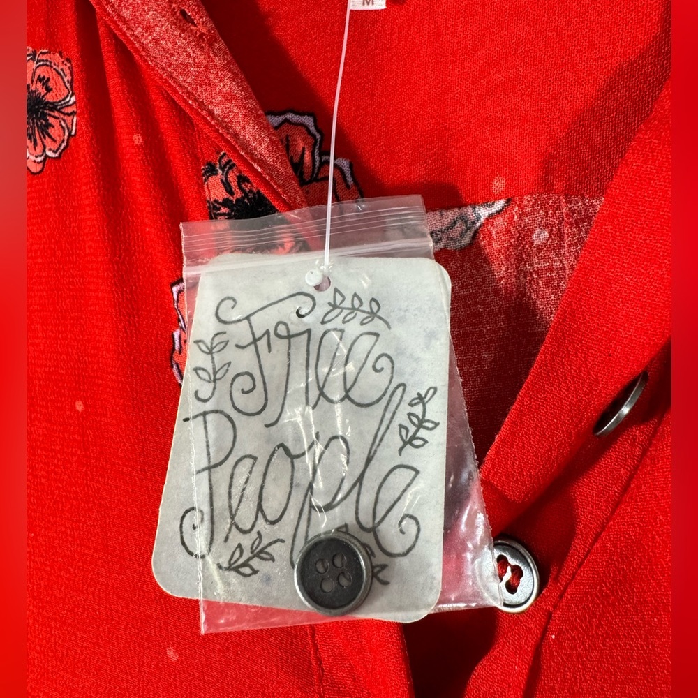 NWT Free People Red flowy dress or blouse - Picture 7 of 9